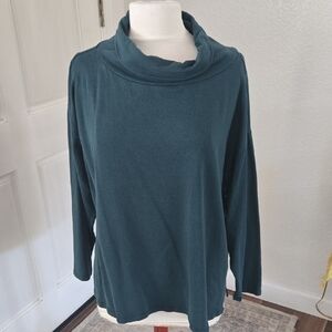 Eileen Fisher Deep Teal Cowl Neck Long-Sleeve Sweater